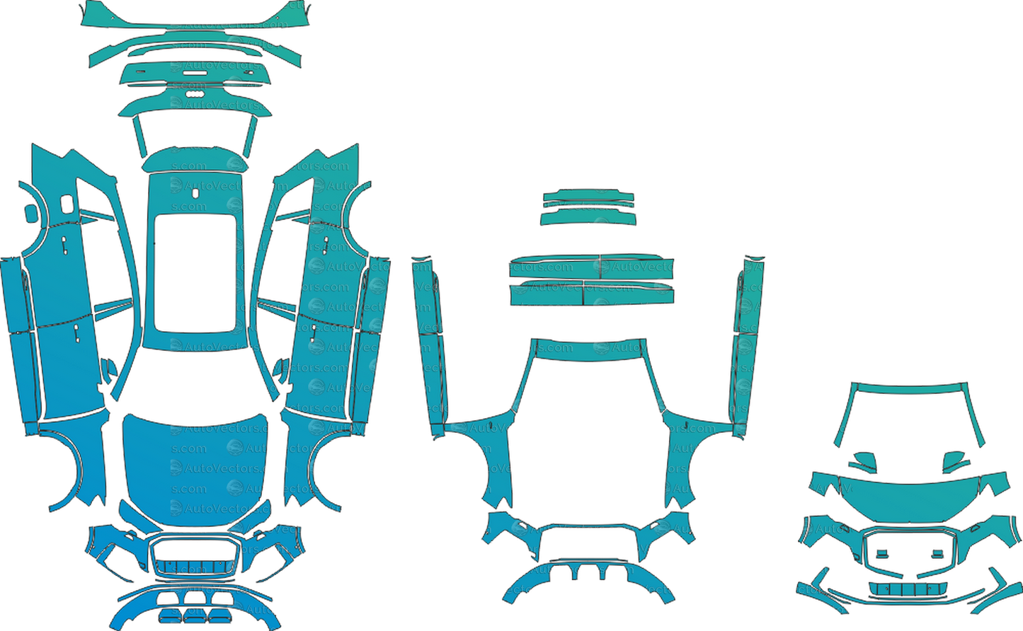 Audi Q7 S-Line Typ 4M (2020–2023) SUV pre-cut vector pattern templates digital file download for PPF, vinyl wrap – CDR, SVG, PDF and AI files.