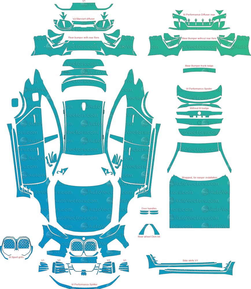 BMW i4 M50 / M Sport G26 (From 2022) Gran Coupe Full Kit – Pre-cut Vector Pattern Digital Download