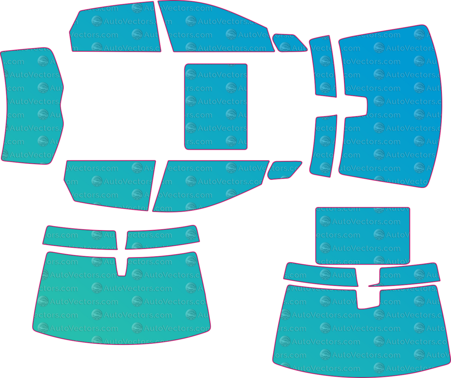 Cadillac SRX (2010–2016) SUV windows tint templates download
