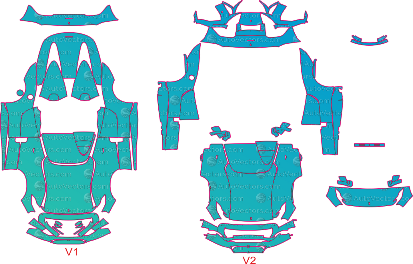 Ferrari Monza SP1 F176 (From 2019) Convertible Pre-Cut PPF Pattern Templates – pre-cut PPF pattern templates, digital download vector files (CDR, AI, PDF, DXF, SVG)