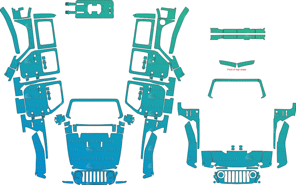Jeep Wrangler JL Sport 4-Door pre-cut PPF pattern templates for paint protection film