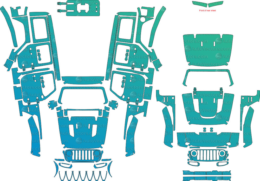 Jeep Wrangler JL Rubicon 4-Door pre-cut PPF pattern templates for paint protection film