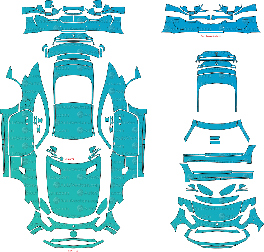Mercedes-Benz AMG GT R C190 pre-cut PPF templates download digital vector files