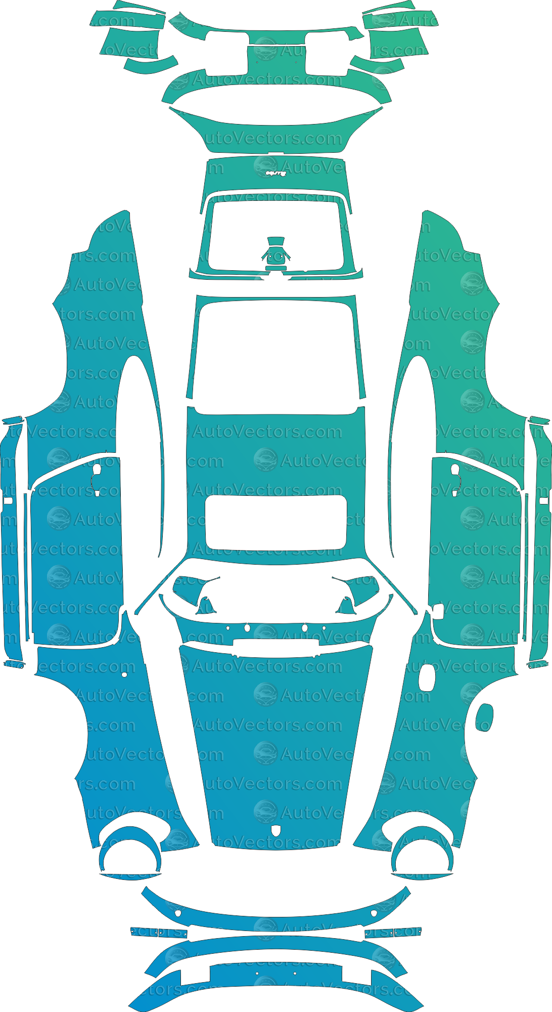 Porsche 911 Turbo Coupe 1978–1984 pre-cut vector pattern for PPF, wrap and design – 1:1 full kit template, instant download