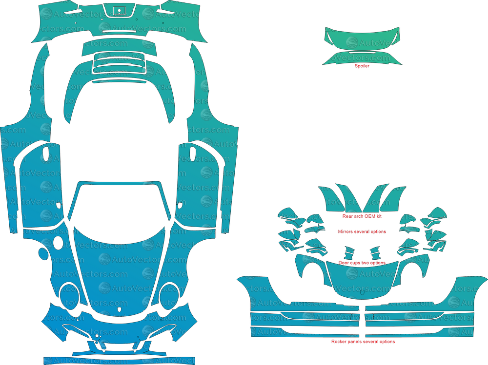 Porsche 911 (991.1) 4 GTS from 2012–2016 Targa pre-cut vector pattern for PPF, vinyl wrap, and design – 1:1 full kit, instant download