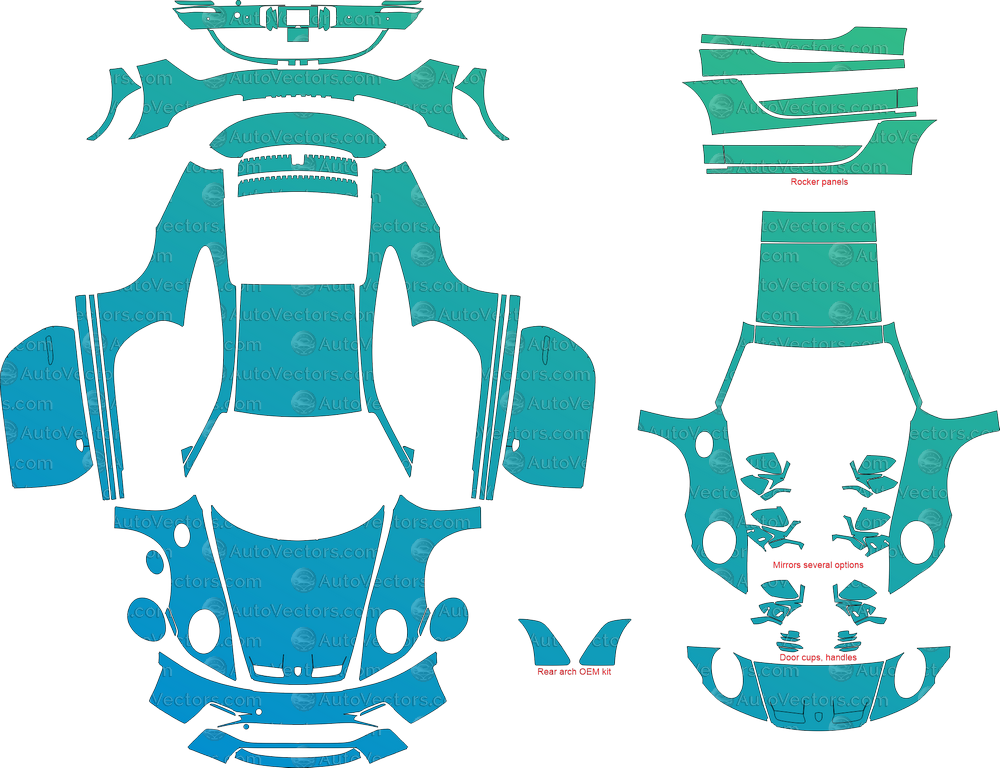 Precut full kit template for Porsche 911 (992) ST 2024 Coupe – ideal for paint protection film (PPF), vinyl wrap, and custom livery design