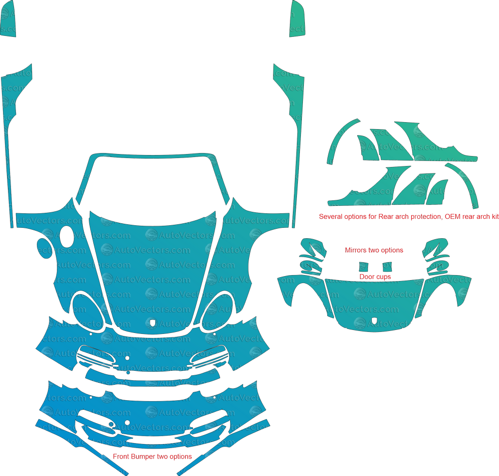 Pre-cut vector pattern for Porsche Boxster Base / S 987.2 Roadster (2009–2012) – download digital file for vinyl wrap and PPF use.