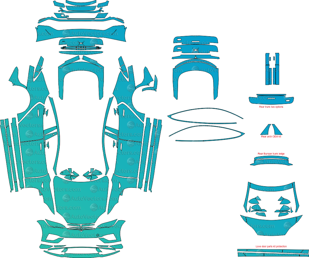 Tesla Model S Plaid download pre-cut PPF vector pattern templates with vector files