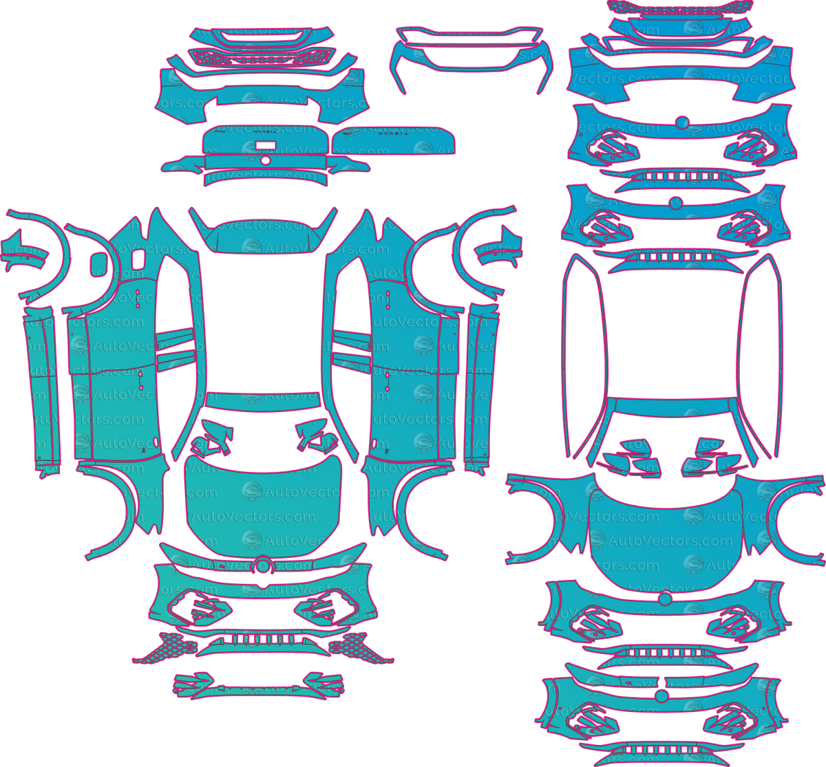 Volkswagen Tiguan R-Line 2025 SUV pre-cut PPF templates digital download vector 1:1