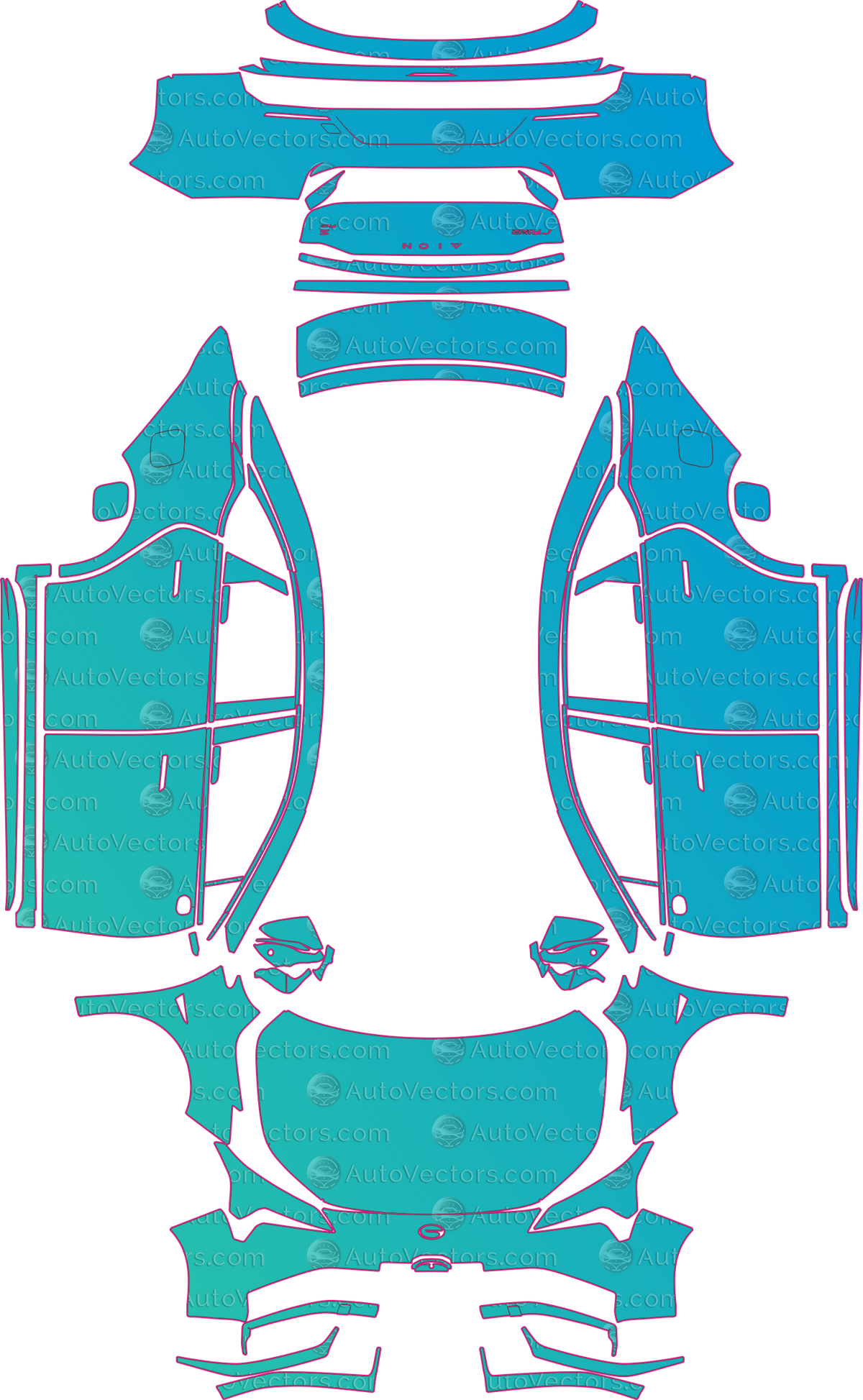 Aion ES-S Plus Base (From 2021) pre-cut PPF pattern layout