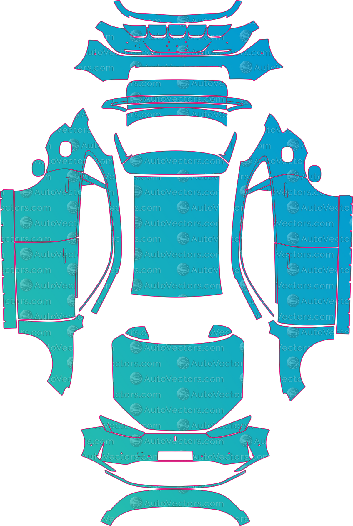 AITO M5 EV (From 2024) SUV pre-cut PPF pattern layout