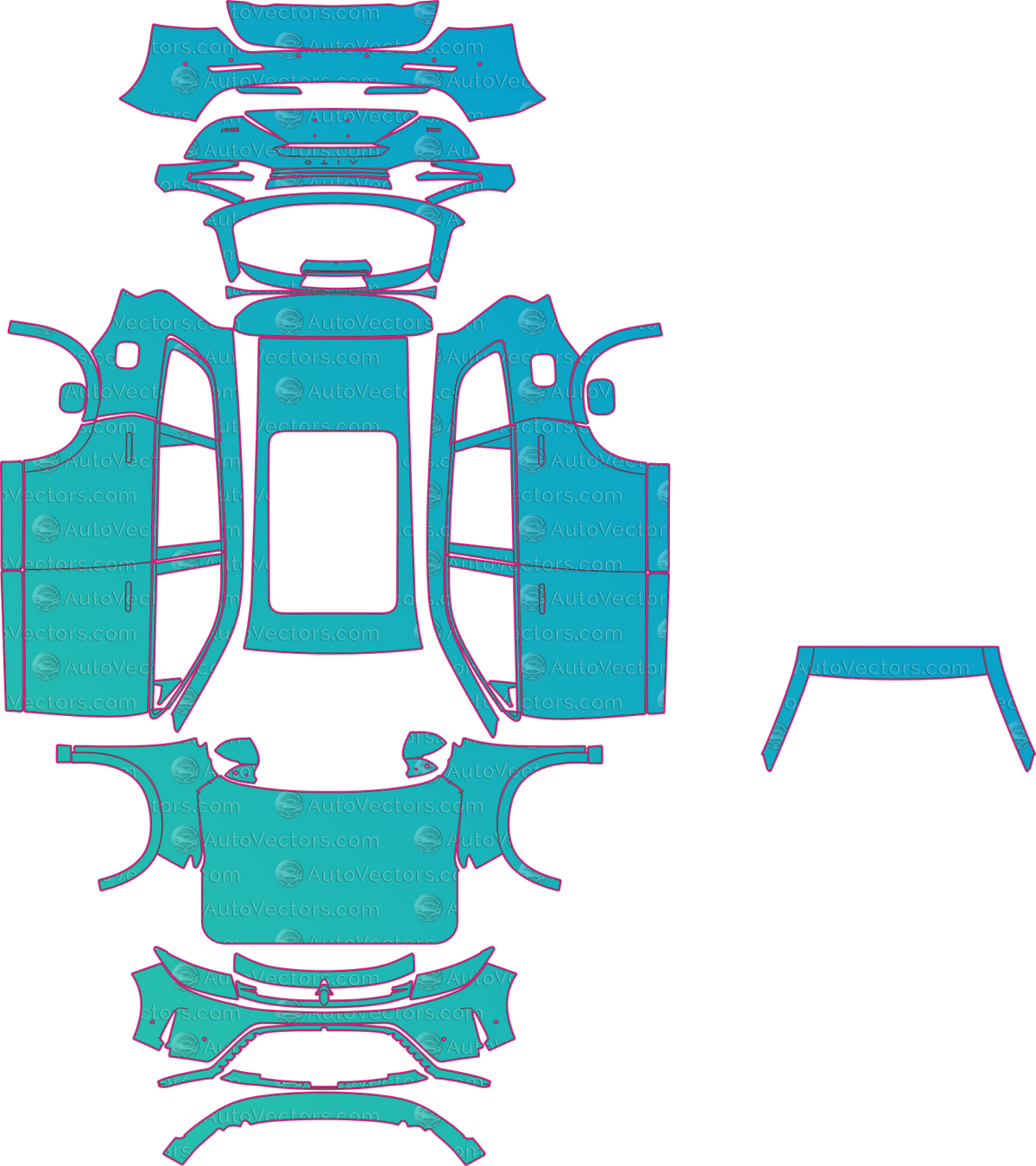 AITO M7 Base (From 2022) SUV pre-cut PPF pattern layout