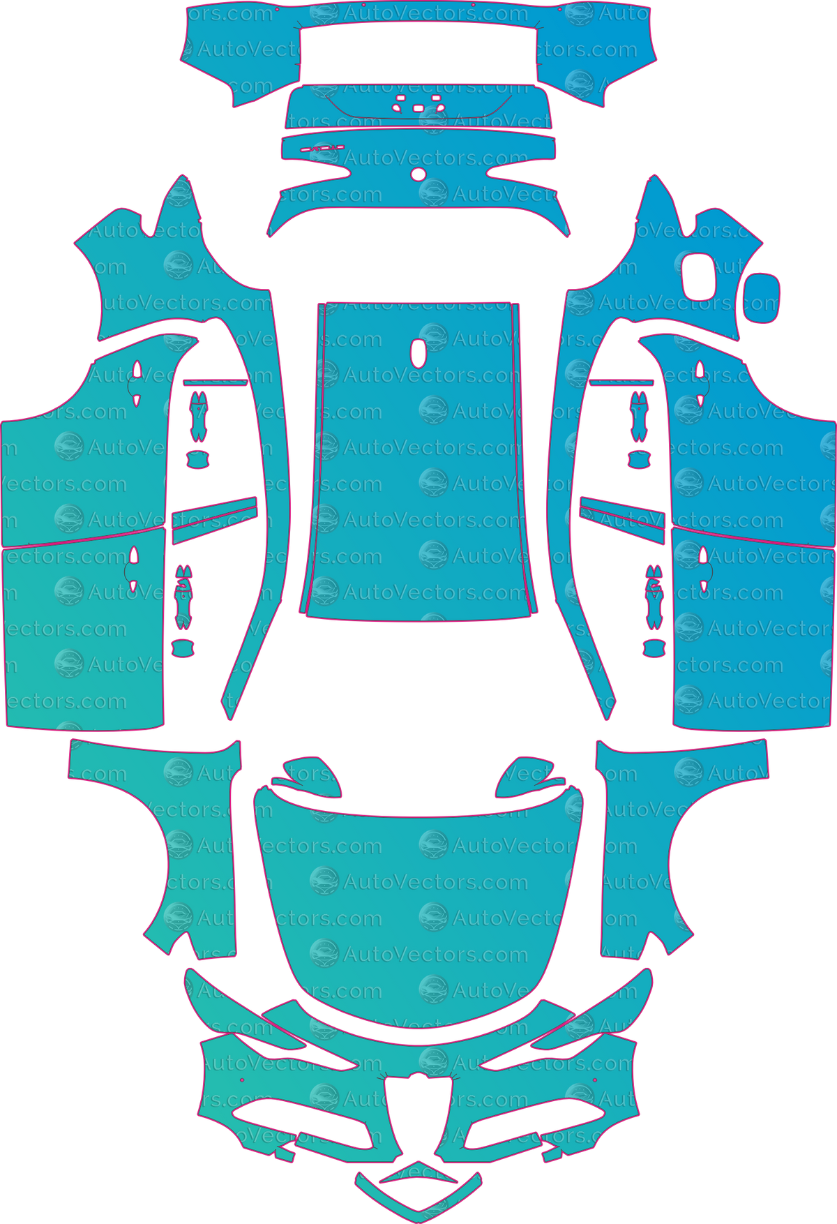 Alfa Romeo Stelvio 949 Speciale Base Milano (From 2017) SUV – pre-cut PPF pattern templates, instant digital download vector cut files (CDR, AI, PDF, SVG)
