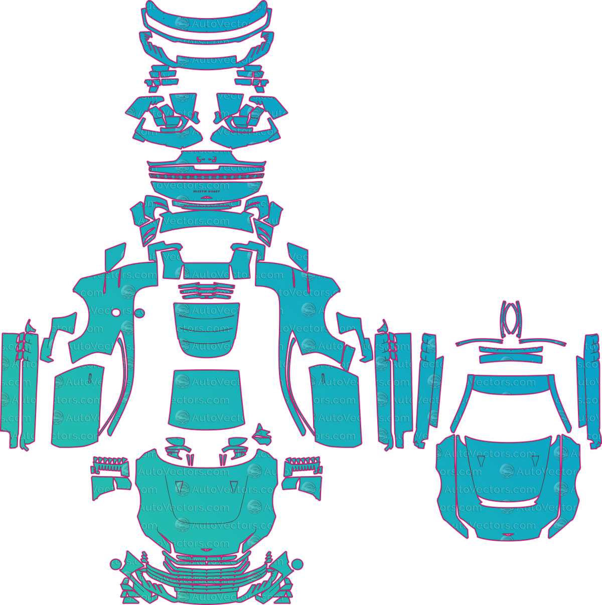 Aston Martin Valiant Base (From 2025) pre-cut PPF pattern layout