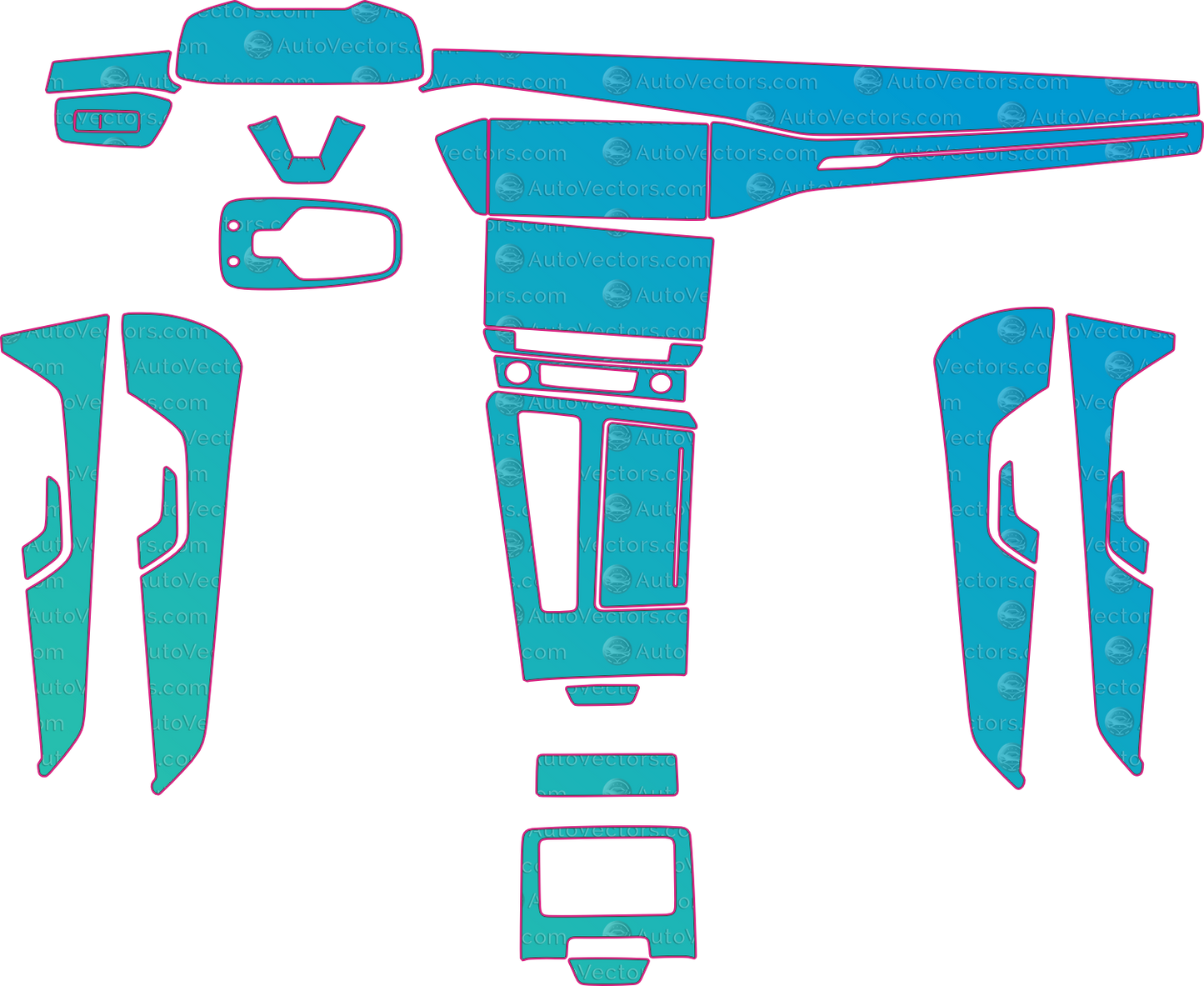 Audi A6 Base (From 2019) Interior Pre-Cut PPF Pattern Templates – interior pre-cut PPF pattern templates, digital download vector files (CDR, AI, PDF, DXF, SVG)