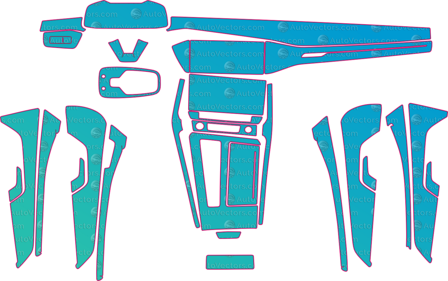 Audi A7 Ver1 (2019-2022) Interior Pre-Cut PPF Pattern Templates – interior pre-cut PPF pattern templates, digital download vector files (CDR, AI, PDF, DXF, SVG)