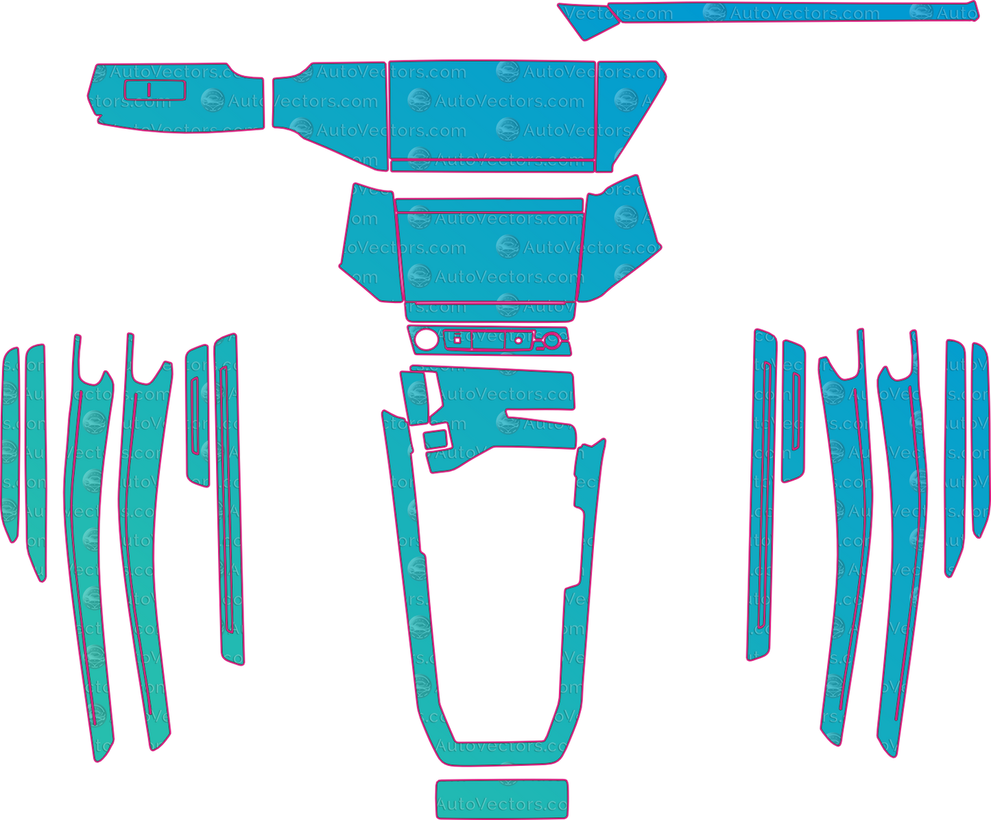 Audi e-tron Base (2019-2023) Interior Pre-Cut PPF Pattern Templates – interior pre-cut PPF pattern templates, digital download vector files (CDR, AI, PDF, DXF, SVG)