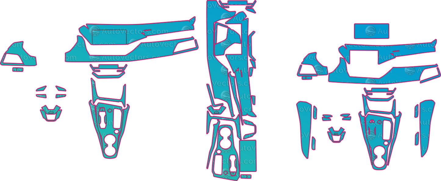 Audi e-tron GT RS (From 2021) Interior Pre-Cut PPF Pattern Templates – interior pre-cut PPF pattern templates, digital download vector files (CDR, AI, PDF, DXF, SVG)
