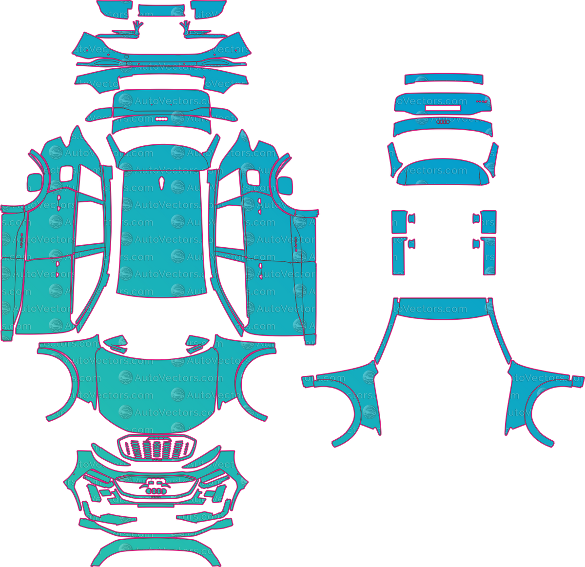 Audi e-tron SQ6 (From 2025) SUV pre-cut PPF pattern layout