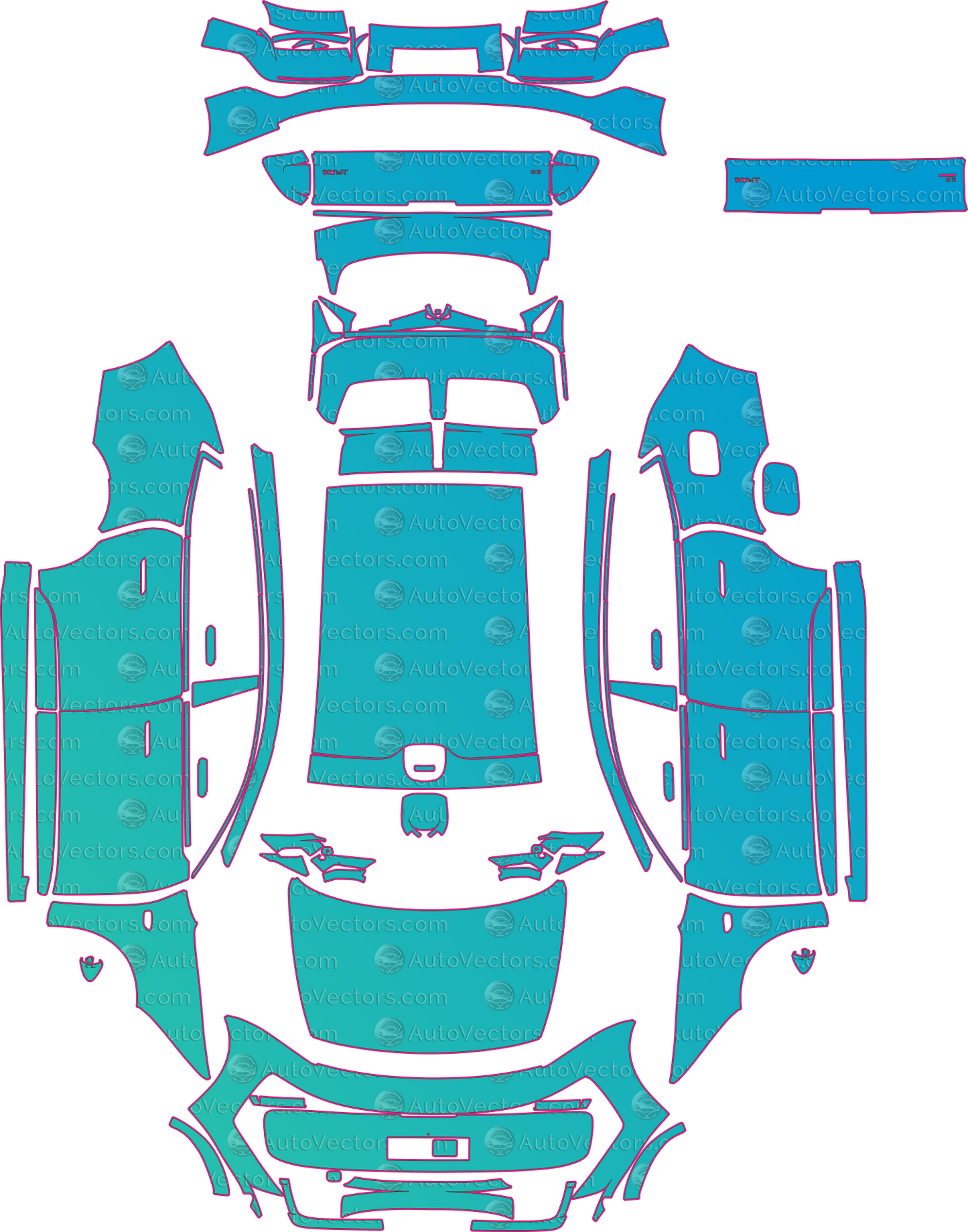 Audi E5 Sportback (From 2026) Fastback – pre-cut PPF pattern templates, instant digital download vector cut files (CDR, AI, PDF, SVG)