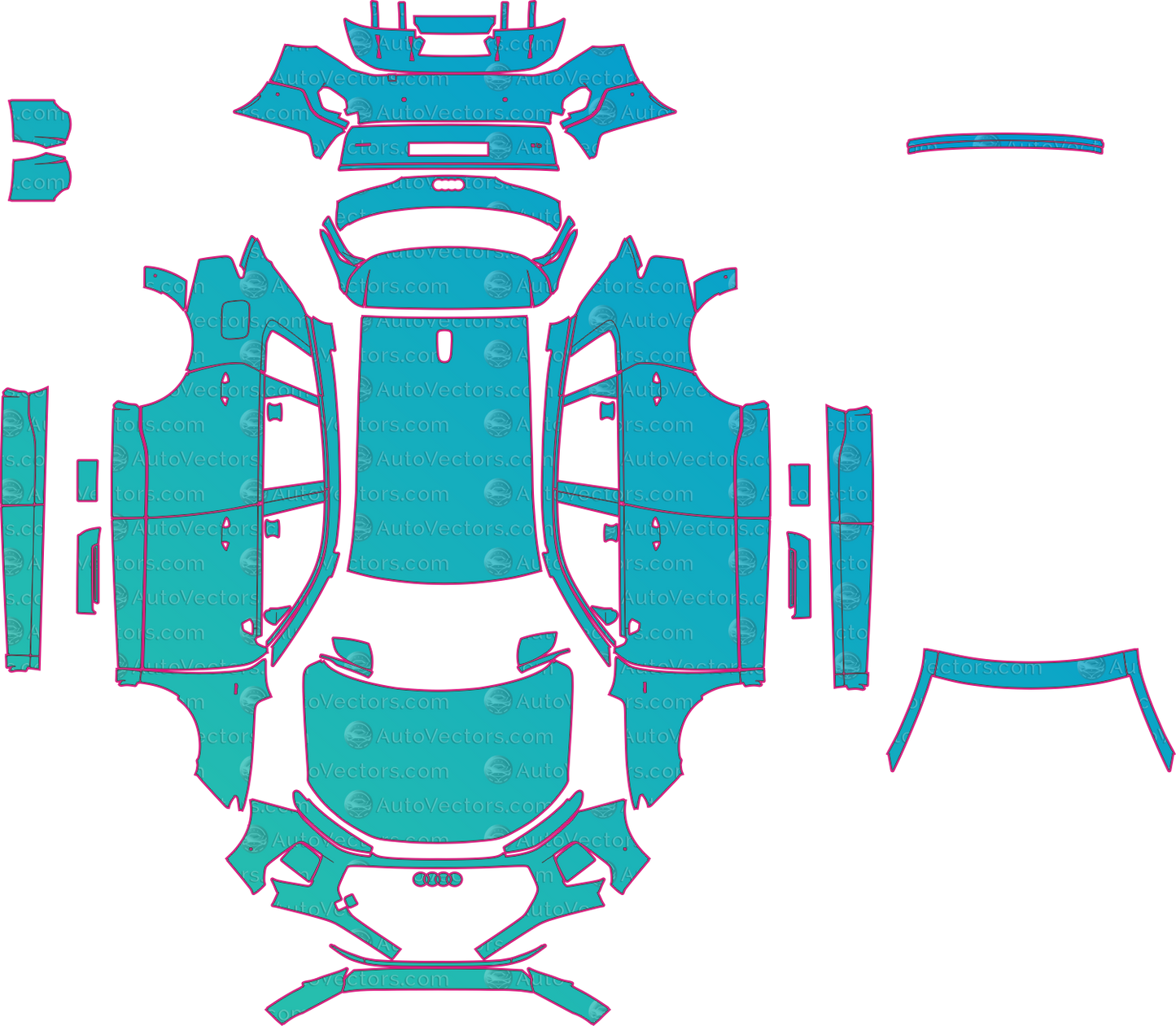 Audi Q3 FJ Base (From 2026) SUV – pre-cut PPF pattern templates, instant digital download vector cut files (CDR, AI, PDF, SVG)