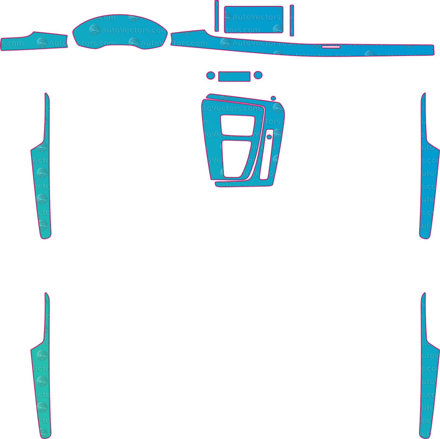 Audi Q5L FY Base (2018-2022) SUV Interior Pre-Cut PPF Pattern Templates – interior pre-cut PPF pattern templates, digital download vector files (CDR, AI, PDF, DXF, SVG)