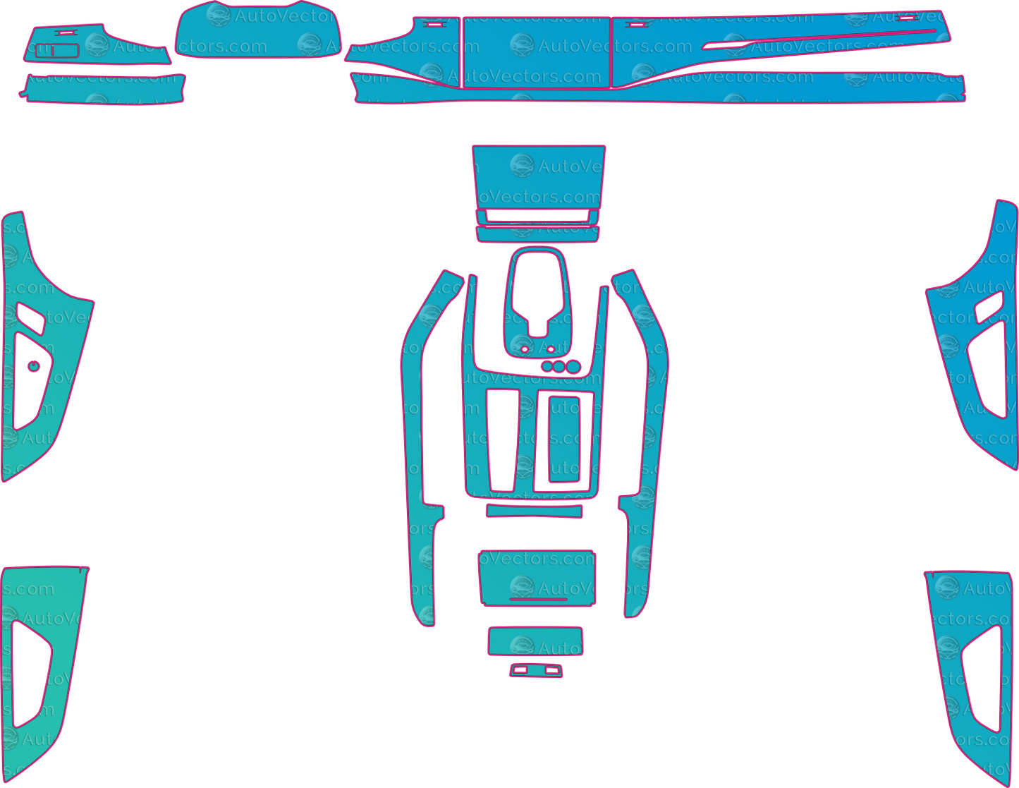 Audi Q8 4M Base (From 2018) SUV Interior Pre-Cut PPF Pattern Templates – interior pre-cut PPF pattern templates, digital download vector files (CDR, AI, PDF, DXF, SVG)