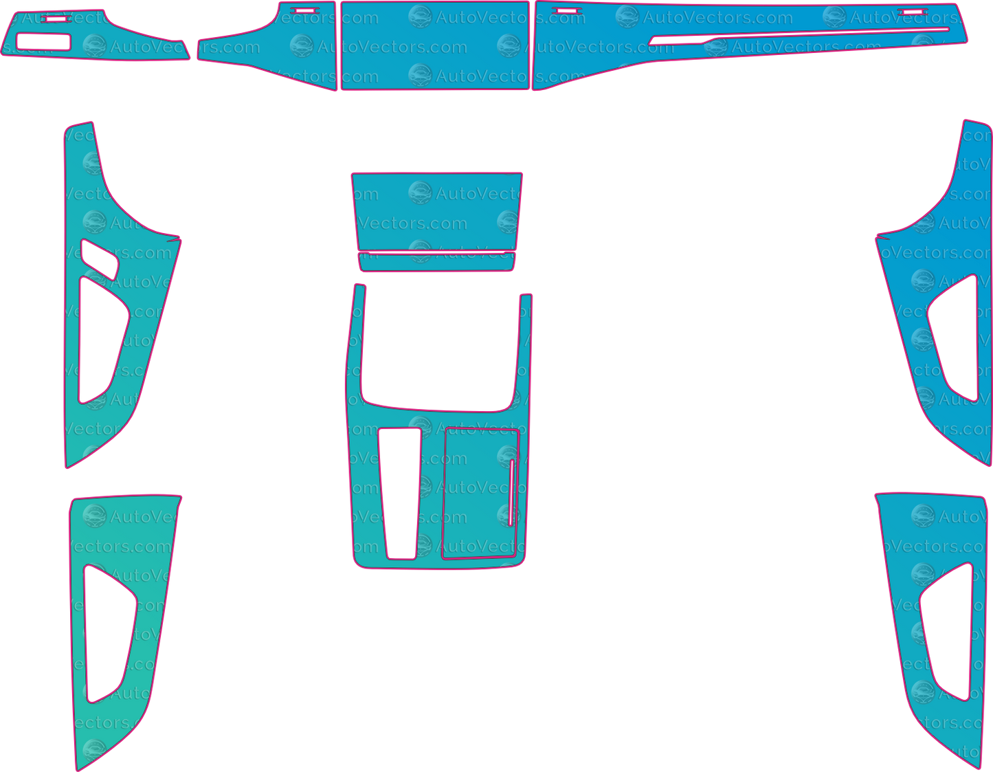 Audi Q8 4M Ver2 (2019-2023) SUV Interior Pre-Cut PPF Pattern Templates – interior pre-cut PPF pattern templates, digital download vector files (CDR, AI, PDF, DXF, SVG)