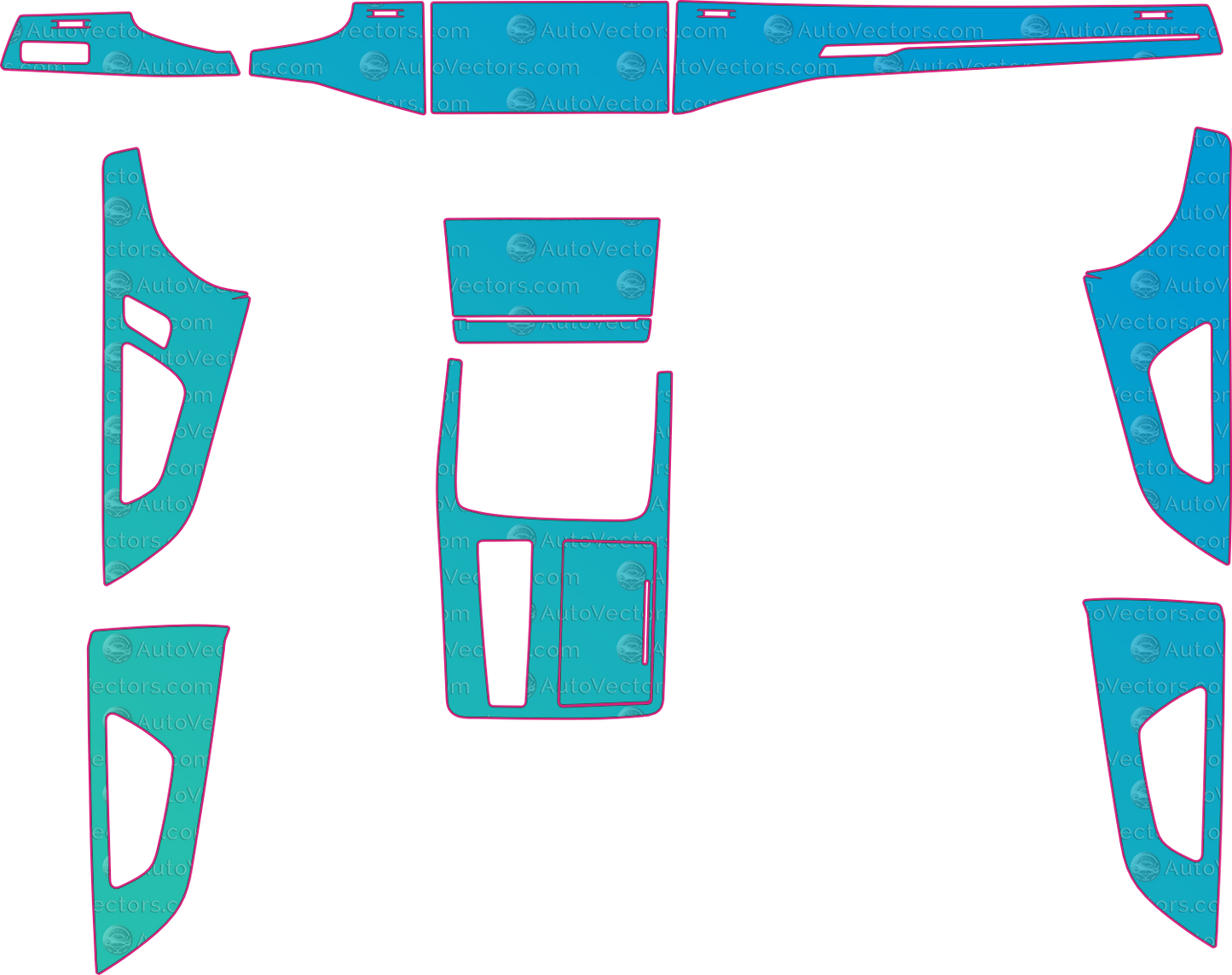 Audi Q8 4M80 Ver1 (2019-2023) SUV Interior Pre-Cut PPF Pattern Templates – interior pre-cut PPF pattern templates, digital download vector files (CDR, AI, PDF, DXF, SVG)