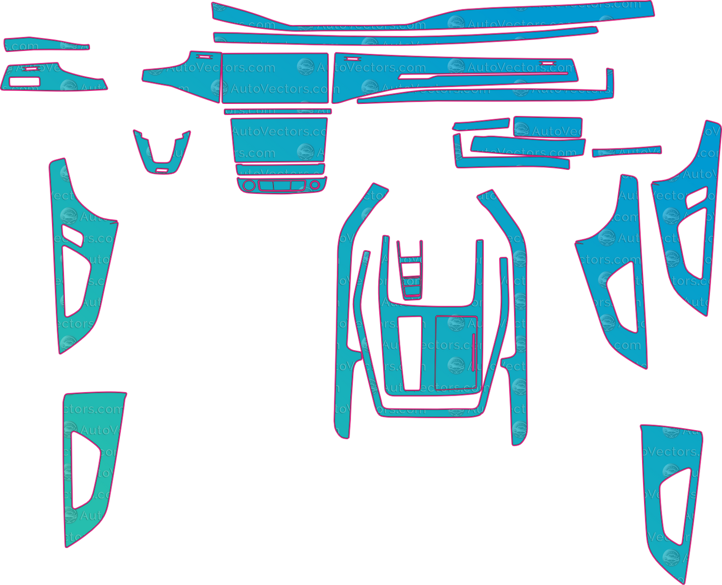 Audi Q8 Base (From 2021) SUV Interior Pre-Cut PPF Pattern Templates – interior pre-cut PPF pattern templates, digital download vector files (CDR, AI, PDF, DXF, SVG)