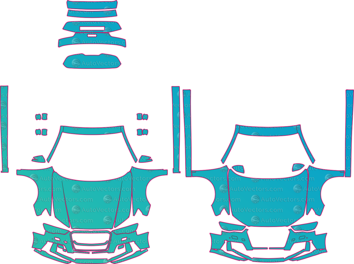 Audi RS 3 8VA (2015-2016) Hatchback Pre-Cut PPF Pattern Templates – pre-cut PPF pattern templates, digital download vector files (CDR, AI, PDF, DXF, SVG)