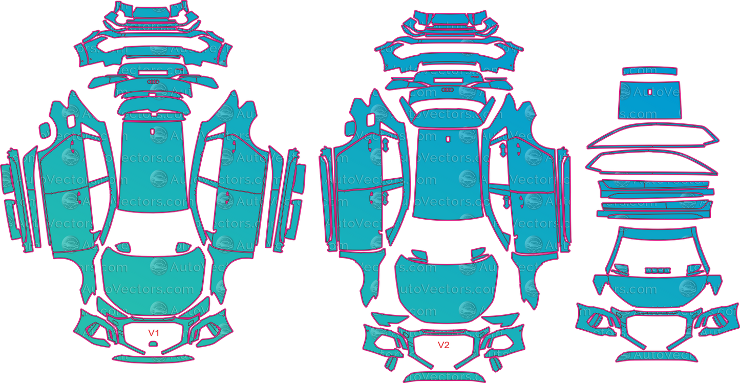 Audi RS 3 8Y V2 (2021-2023) Hatchback Pre-Cut PPF Pattern Templates – pre-cut PPF pattern templates, digital download vector files (CDR, AI, PDF, DXF, SVG)