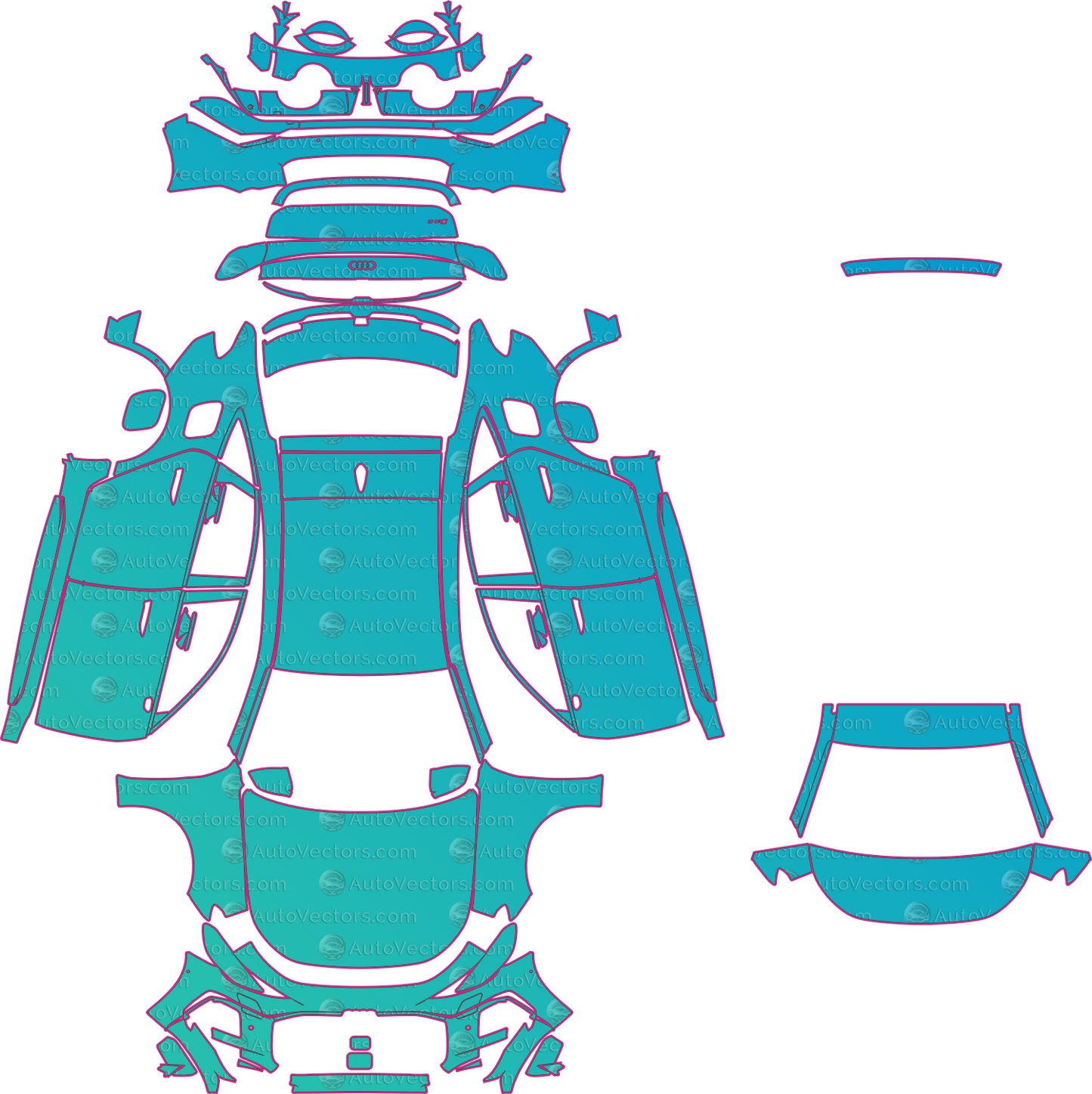Audi RS 5 B10 (From 2026) Sedan Pre-Cut PPF Pattern Templates – pre-cut PPF pattern templates, digital download vector files (CDR, AI, PDF, DXF, SVG)