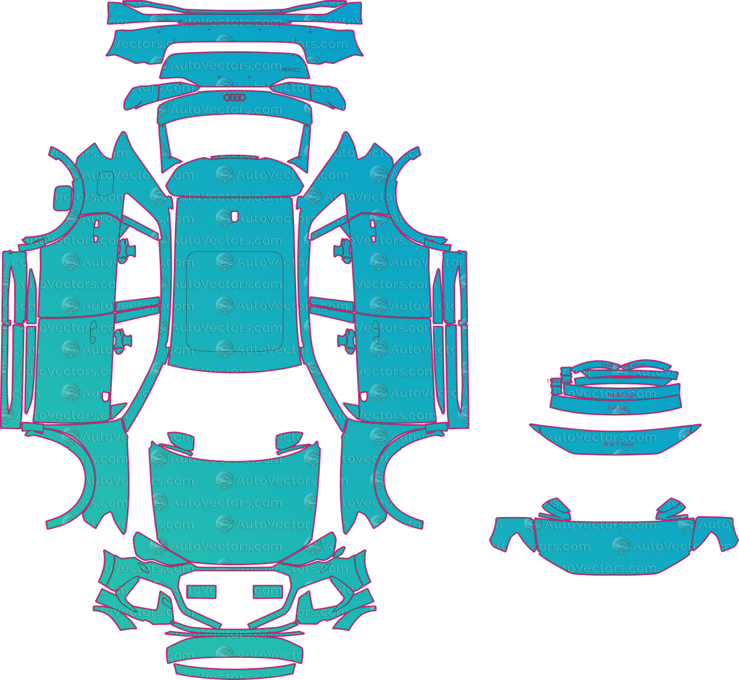 Audi RS Q3 F3 Option 2 (2019-2025) SUV Pre-Cut PPF Pattern Templates – pre-cut PPF pattern templates, digital download vector files (CDR, AI, PDF, DXF, SVG)