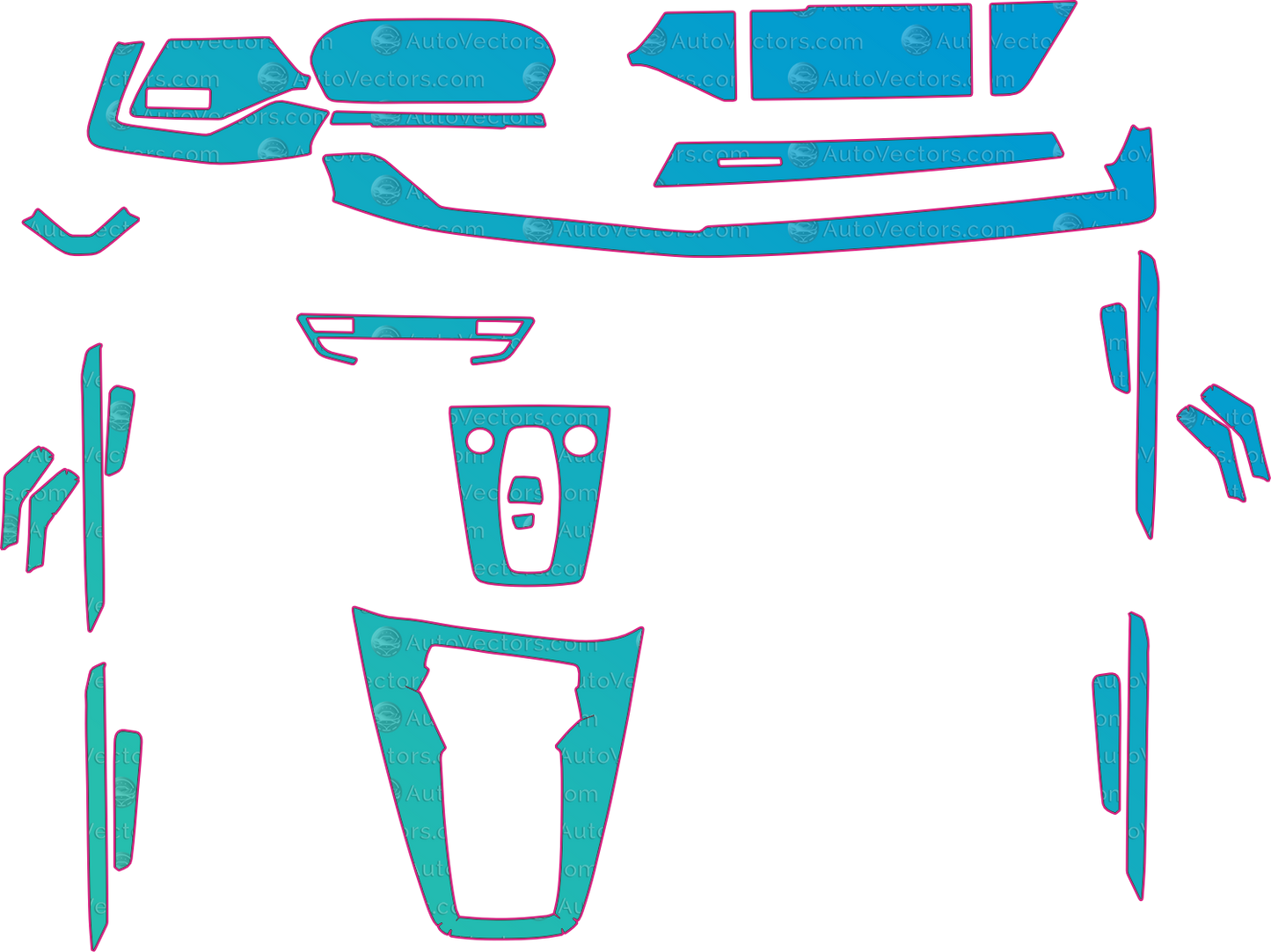Audi RS3 Base (From 2025) Interior Pre-Cut PPF Pattern Templates – interior pre-cut PPF pattern templates, digital download vector files (CDR, AI, PDF, DXF, SVG)