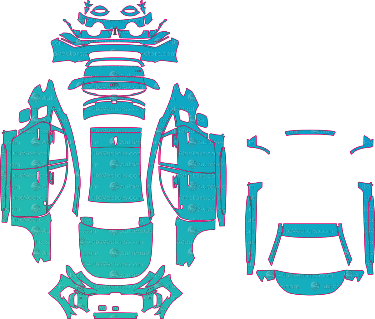 Audi RS5 Performance Vorsprung (From 2027) Sedan pre-cut PPF pattern layout