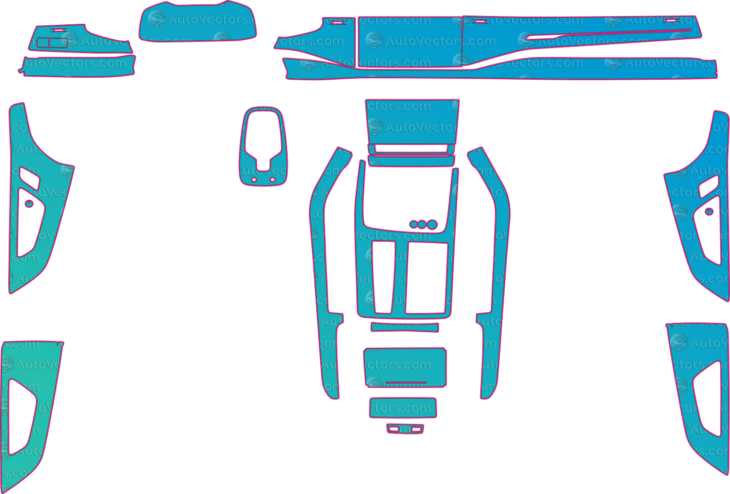 Audi SQ8 4M Base-Vorsprung (2020-2023) SUV Interior Pre-Cut PPF Pattern Templates – interior pre-cut PPF pattern templates, digital download vector files (CDR, AI, PDF, DXF, SVG)