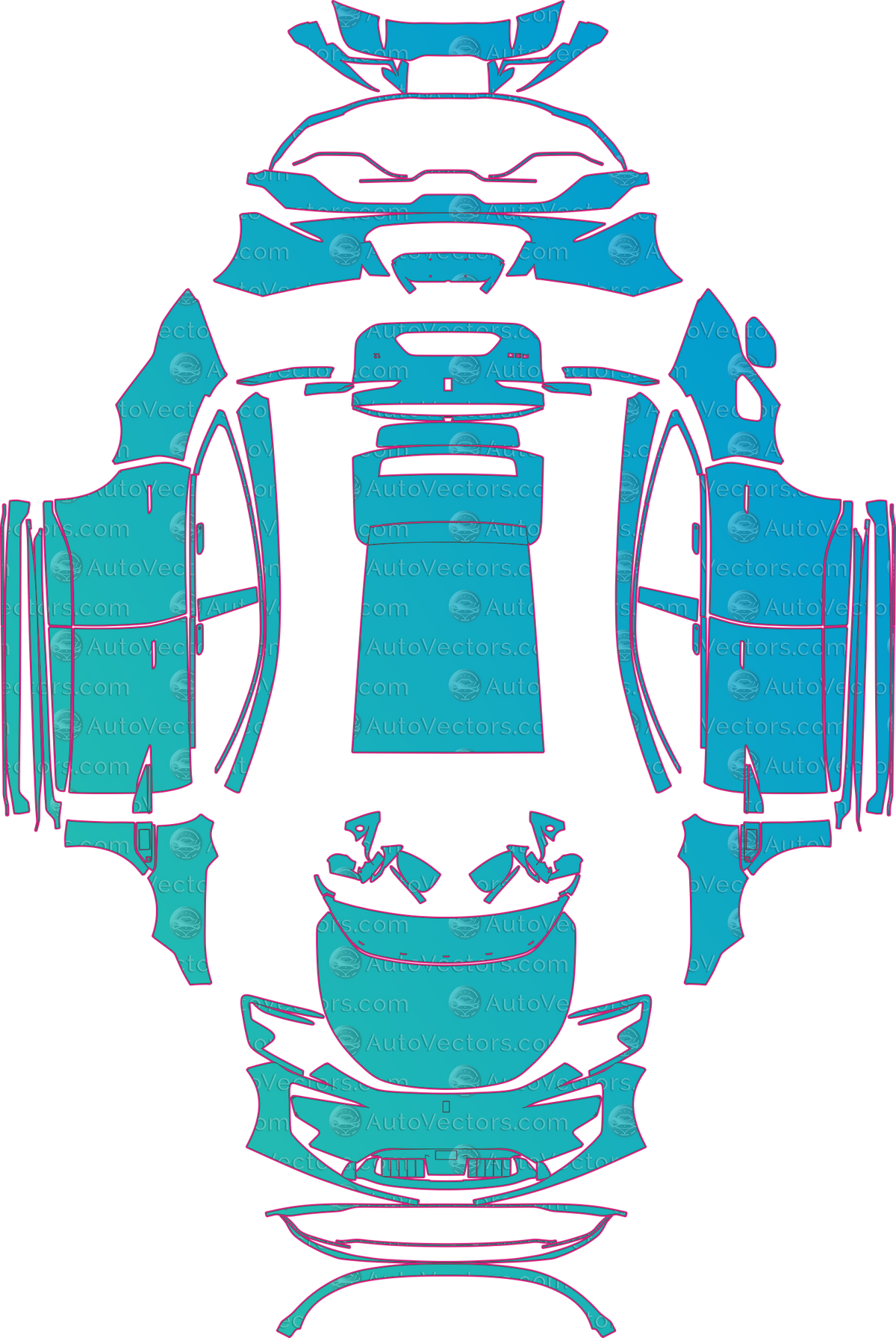 Avatr 12 Base (From 2023) Sedan – pre-cut PPF pattern templates, instant digital download vector cut files (CDR, AI, PDF, SVG)