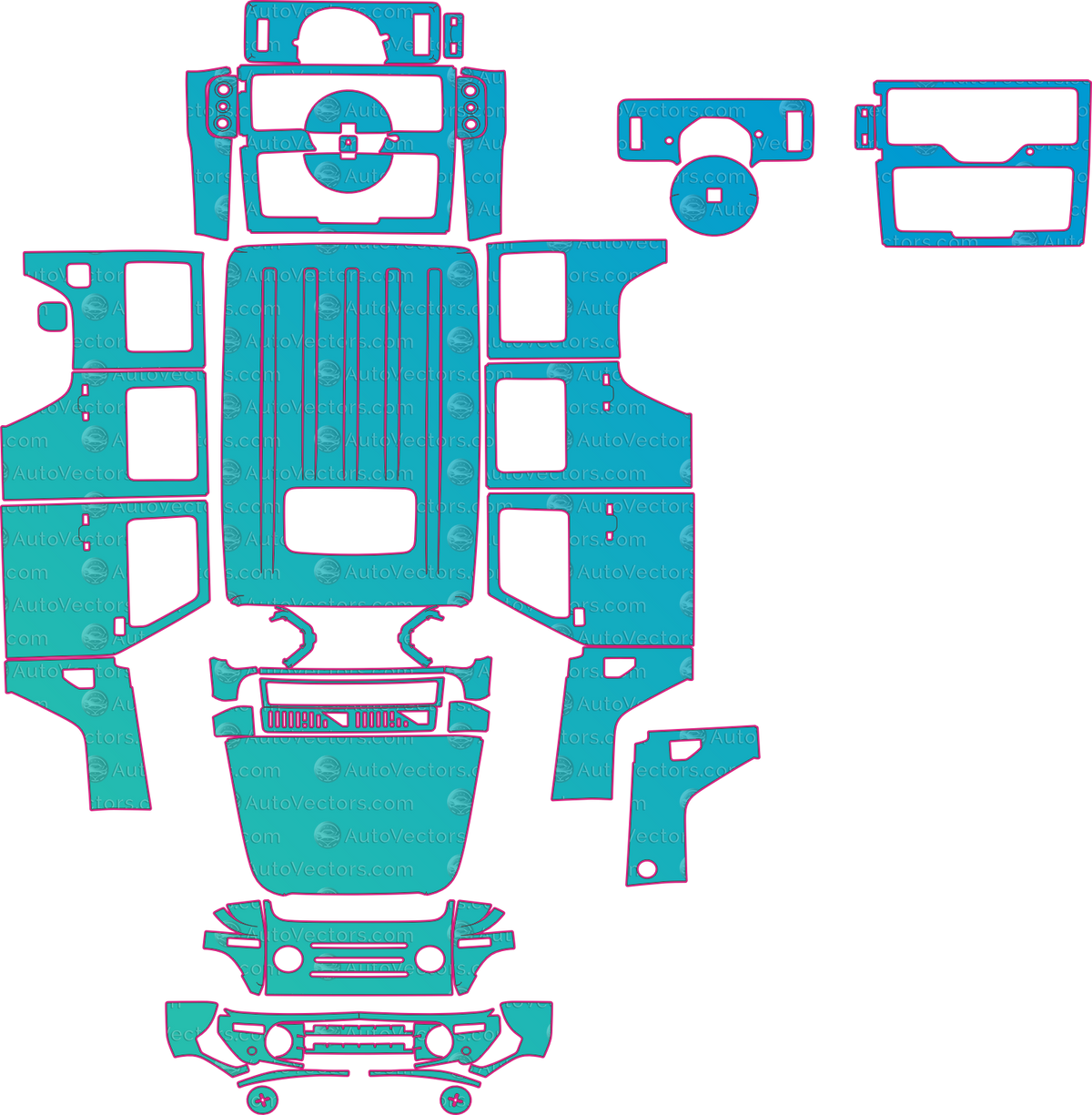 BAIC 212 Base (From 2025) pre-cut PPF pattern layout