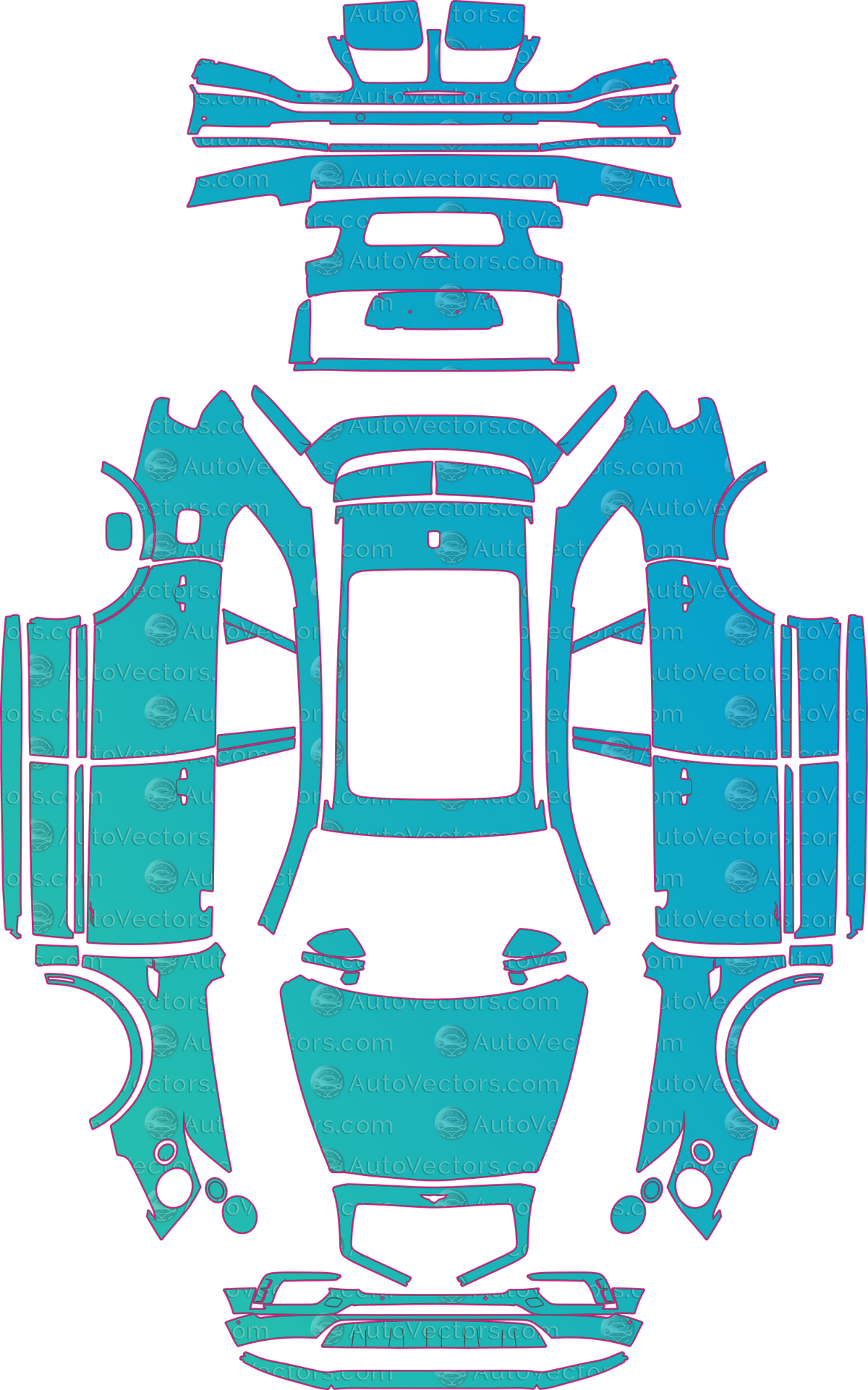 Bentley Bentayga Speed-With Aerodynamic (From 2016) SUV – pre-cut PPF pattern templates, instant digital download vector cut files (CDR, AI, PDF, SVG)
