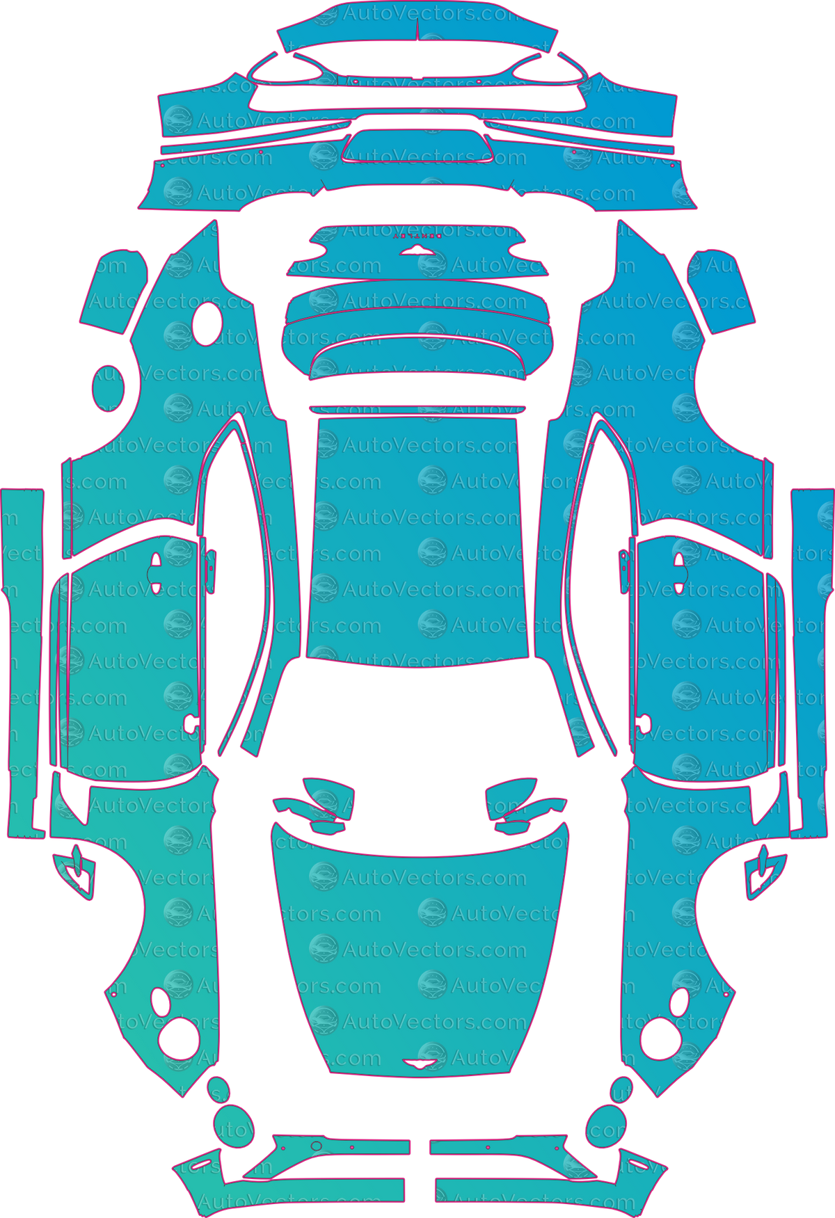 Bentley Continental GT (From 2018) Coupe – pre-cut PPF pattern templates, instant digital download vector cut files (CDR, AI, PDF, SVG)