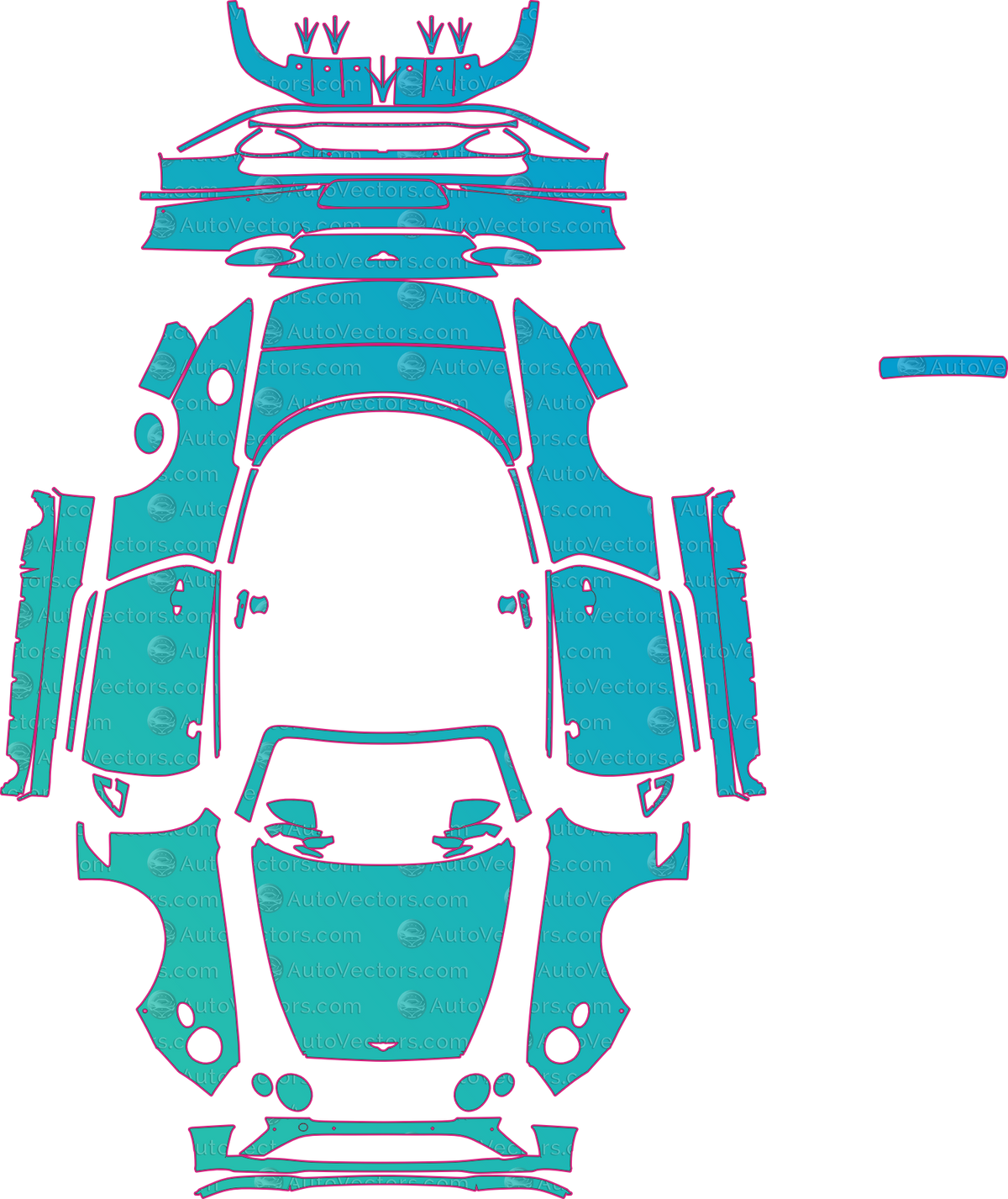 Bentley Continental GT Speed (From 2021) Convertible – pre-cut PPF pattern templates, instant digital download vector cut files (CDR, AI, PDF, SVG)