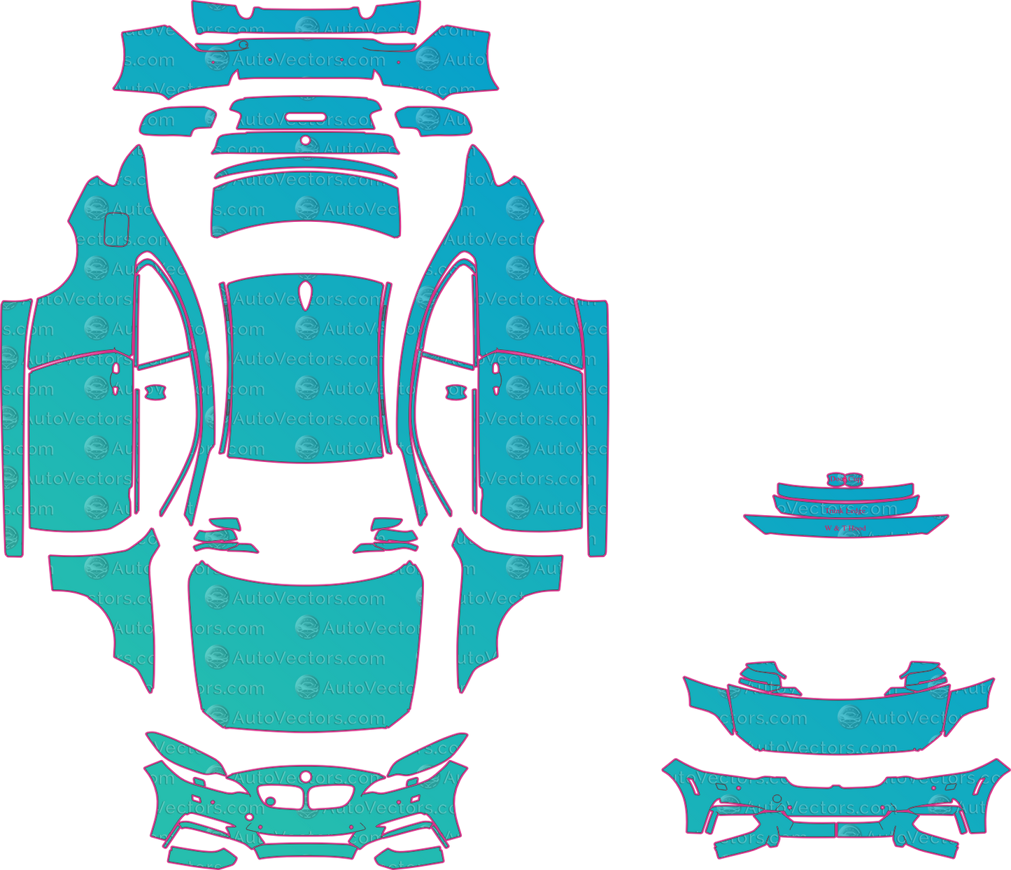 BMW 2 Series F22 M Sport (From 2014) Coupe – pre-cut PPF pattern templates, instant digital download vector cut files (CDR, AI, PDF, SVG)