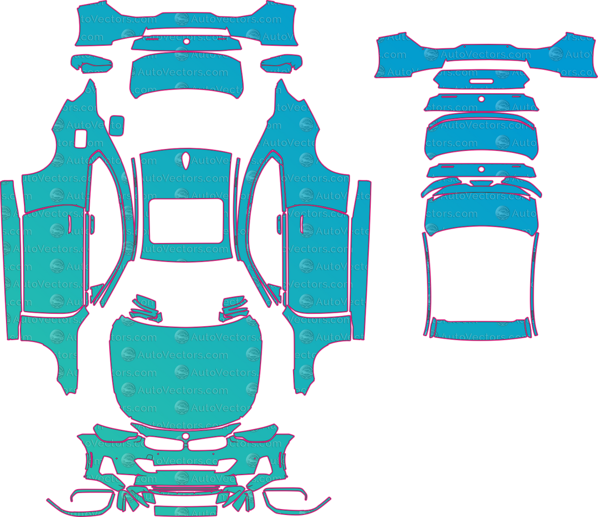 BMW 2 Series Sport Line (From 2022) Coupe pre-cut PPF pattern layout