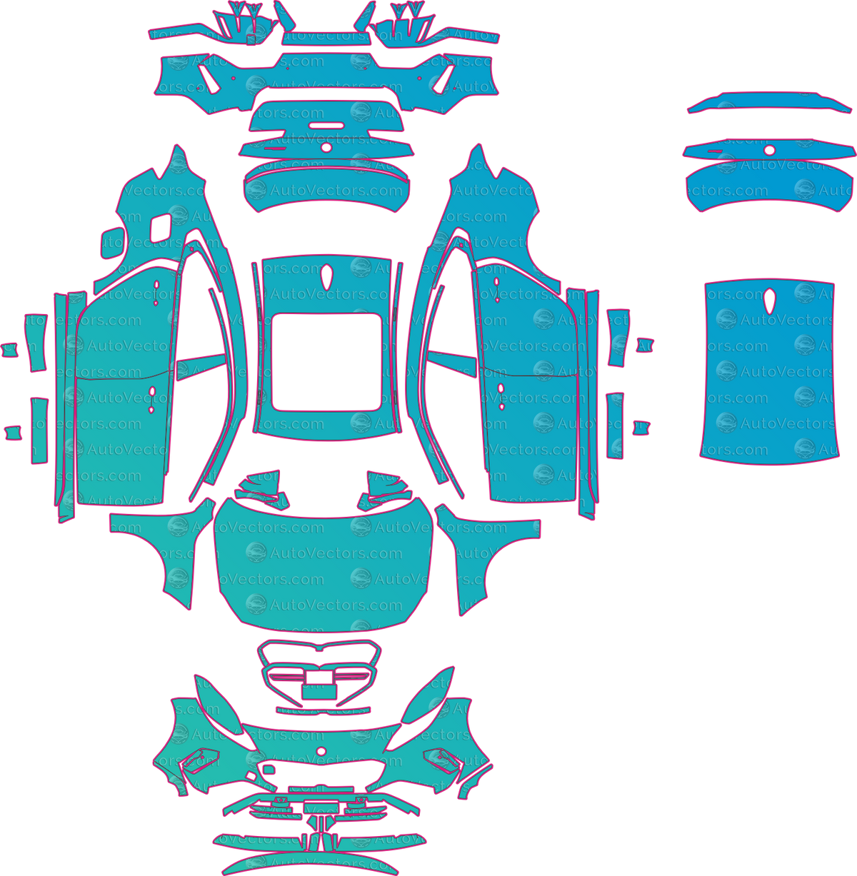 BMW 2 Series Gran Coupe M Sport V2 (From 2025) Hatchback pre-cut PPF pattern layout