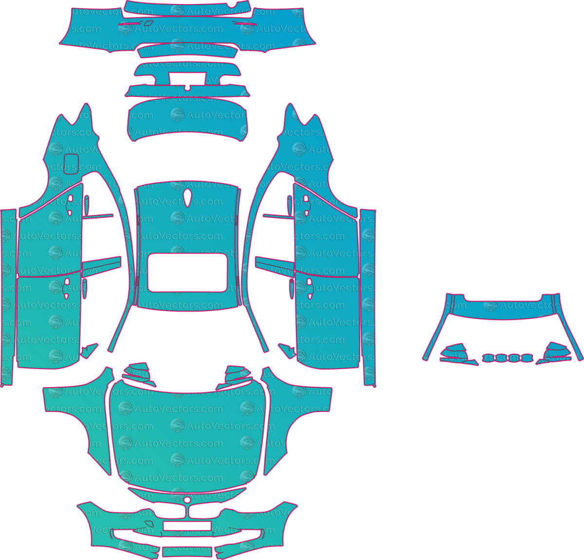 BMW 3 Series Base (From 2012) Sedan pre-cut PPF pattern layout