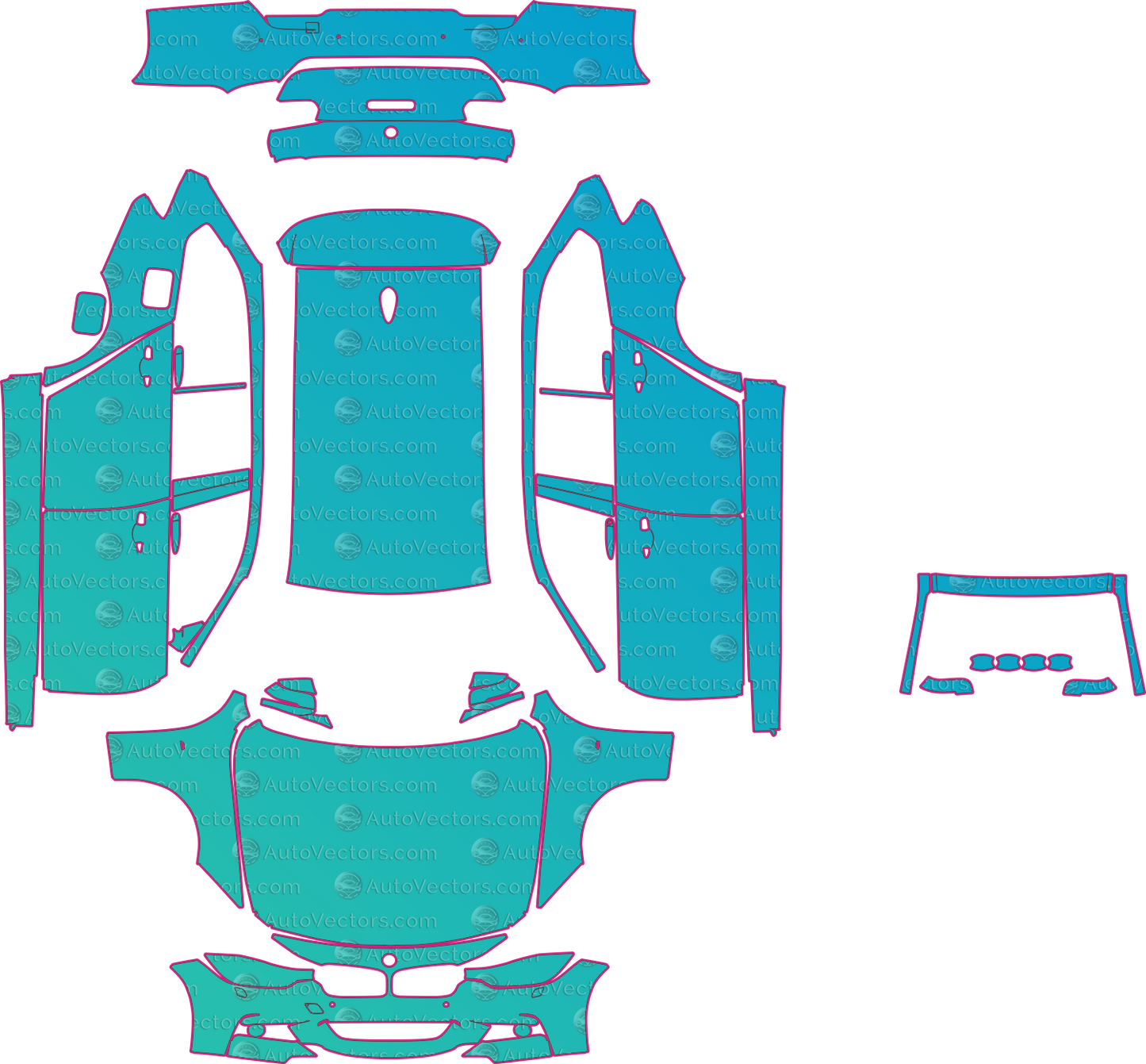 BMW 3 Series F31 M Sport (From 2013) Touring Pre-Cut PPF Pattern Templates – pre-cut PPF pattern templates, digital download vector files (CDR, AI, PDF, DXF, SVG)