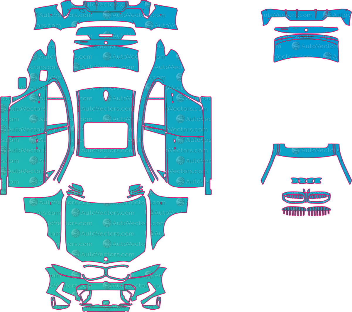 BMW 3 Series G20 M Sport (From 2023) Sedan – pre-cut PPF pattern templates, instant digital download vector cut files (CDR, AI, PDF, SVG)