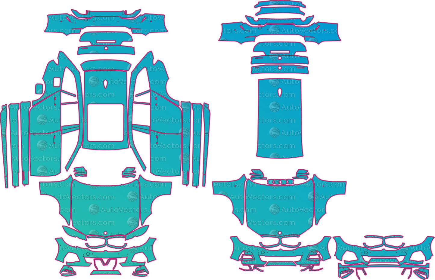 BMW 3 Series G21 M Sport Pre-LCI (From 2020) Touring Pre-Cut PPF Pattern Templates – pre-cut PPF pattern templates, digital download vector files (CDR, AI, PDF, DXF, SVG)