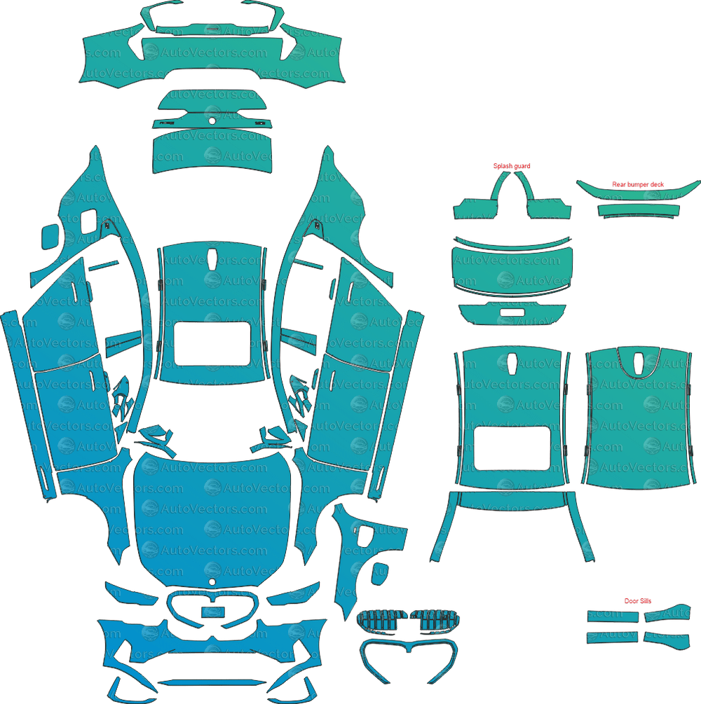 BMW 5 Series Base G60 CH (From 2024) Sedan pre-cut PPF vector template download